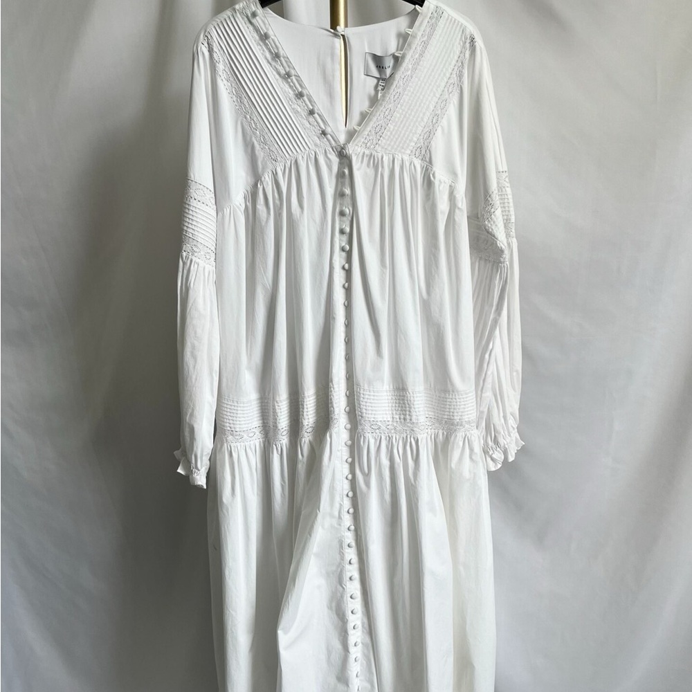 JOSLIN Marlo Oversized Lace-Trimmed Midi Dress
